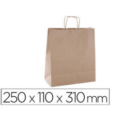 BOLSA KRAFT APLI MARRON ASA RETORCIDA 250X110X310 MM PAQUETE DE 50 UNIDADES