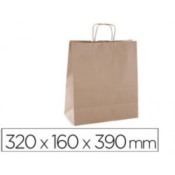 BOLSA KRAFT APLI MARRON ASA RETORCIDA 320X160X390 MM PAQUETE DE 50 UNIDADES