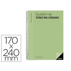 CUADERNO DE TODAS LAS CLASES PROFESORADO ADDITTIO 256 PAGINAS DIA PAGINA COLOR VERDE 170X240 MM CATA