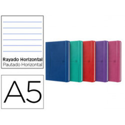 CUADERNO OXFORD COSIDA TAPA EXTRADURA DIN A5 80 HOJAS RAYADO HORIZONTAL COLORES VIVOS SURTIDOS