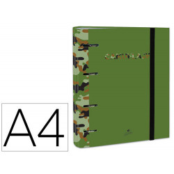 CARPETA DE 4 ANILLAS DE 40 MM MIXTAS CARTON FORRADO FOLIO COLORES SURTIDOS CAMUFLAJE 6 DISEÑOS