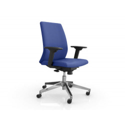 SILLA ROCADA DIRECCION BRAZOS REGULABLES BASE ALUMINIO RESPALDO Y ASIENTO TELA IGNIFUGA AZUL 680X630