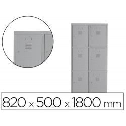 TAQUILLA METALICA ROCADA 400 2 MODULOS X 3 PUERTAS GRIS 820X500X1800 MM