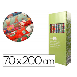 PAPEL DE REGALO LIDERPAPEL NAVIDAD ROLLO ANCHO 70 CM LONGITUD 2 MT GRAMAJE 60 GR DISEÑOS SURTIDOS