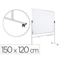 PIZARRA BLANCA ROCADA VOLTEABLE DOBLE CARA MAGNETICA ACERO LACADO 150X120 CM