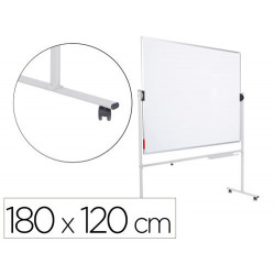 PIZARRA BLANCA ROCADA VOLTEABLE DOBLE CARA MAGNETICA ACERO LACADO 180X120 CM