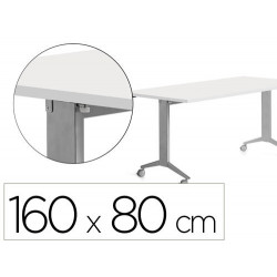 MESA ROCADA 2002FD04 CON TABLERO ABATIBLE COLOR ALUMINIO/BLANCO 160X80 CM