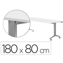 MESA ROCADA 2003FD04 CON TABLERO ABATIBLE COLOR ALUMINIO/BLANCO 180X80 CM