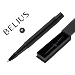 BOLIGRAFO BELIUS TURBO ALUMINIO COLOR NEGRO TINTA AZUL CAJA DE DISEÑO