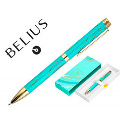 ROLLER BELIUS AQUA ALUMINIO COLOR TURQUESA Y DORADO TINTA NEGRA CAJA DE DISEÑO