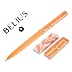 BOLIGRAFO BELIUS ROSE ALUMINIO COLOR NARANJA/ORO ROSA TINTA AZUL CAJA DE DISEÐO