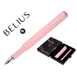 PLUMA Y FUNDA DE SIMILPIEL BELIUS SPACE B COLOR MINIMALISTA ROSA TINTA AZUL CAJA DE DISEÑO