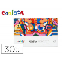 ROTULADOR CARIOCA PLUS PRISMA FIBER-TIP DE PUNTA DE FIBRA CAJA PREMIUM DE 30 UNIDADES COLORES SURTID