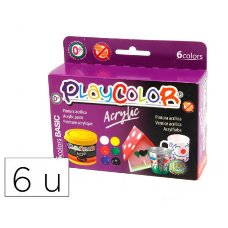 PINTURA ACRILICA PLAYCOLOR PASTEL BOTE 40 ML CAJA DE 6 UNIDADES COLORES SURTIDOS