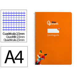 CUADERNO ESPIRAL LIDERPAPEL DIN A4 PAUTAGUIA TAPA DURA 80H 90 GR CUADRO PAUTADO 2,5 MM COLOR NARANJA