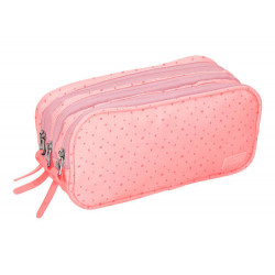 ESTUCHE PORTATODO LIDERPAPEL MULTIBOLSILLO 3 CREMALLERAS ROSA ESTRELLAS A JUEGO CON MOCHILA 150X90X2