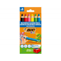 LAPICES DE COLORES BIC MULTISUPERFICIES TRIANGULARES MINA BORRABLE CAJA DE 6 UNIDADES COLORES SURTID