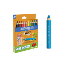 LAPICES DE COLORES BIC MULTISUPERFICIES TRIANGULARES MINA BORRABLE CAJA DE 10 UNIDADES COLORES SURTI