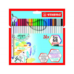 ROTULADOR STABILO ACUARELABLE PEN 68 BRUSH PUNTA PINCEL ESTUCHE DE 24 UNIDADES COLORES SURTIDOS