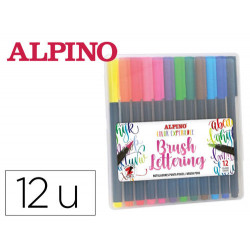 ROTULADOR ALPINO PUNTA DE PINCEL LETTERING ESTUCHE DE 12 UNIDADES COLORES SURTIDOS