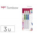 PINCEL TOMBOW WATER BRUSH CON DEPOSITO RELLENABLE BLISTER DE 3 UNIDADES PUNTA FINA/MEDIA/PLANA