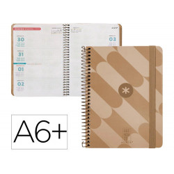 AGENDA ESPIRAL ANTARTIK PATTERN A6+ 2025 SEMANA VISTA COLOR ROSA NUDE PAPEL 80GR