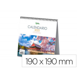 CALENDARIO ESPIRAL TRIANGULAR LIDERPAPEL DE SOBREMESA IMAGENES 2025 19X19 CM PAPEL 128 GR CON PEGATI