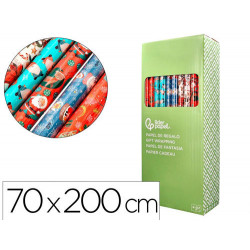 PAPEL DE REGALO LIDERPAPEL NAVIDAD ROLLO ANCHO 70 CM LONGITUD 2 MT GRAMAJE 60 GR DISEÑOS SURTIDOS C-