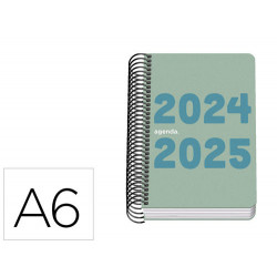 AGENDA ESCOLAR ESPIRAL DOHE DIN A6 DIA PAGINA 2024-2025 MEMORY BASIC VERDE