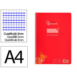 CUADERNO ESPIRAL LIDERPAPEL DIN A4 PAUTAGUIA TAPA PLASTICO80H 90GR CUADRO PAUTADO 3MM CON MARGEN COL