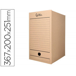 CAJA ARCHIVO DEFINITIVO LIDERPAPEL FOLIO DOBLE ANCHO CARTON RECICLADO 400G/M2 LOMO 200 MM KRAFT 367X