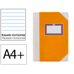 LIBRO CARTONE COSIDO FERNANDES FLECHA DIN A4+ RAYADO HORIZONTAL 50 HOJAS 100 GR NARANJA