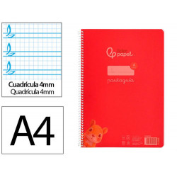 CUADERNO ESPIRAL LIDERPAPEL DIN A4 PAUTAGUIA TAPA PLASTICO80H 90GR CUADRO PAUTADO 4MM CON MARGEN COL