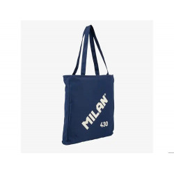 BOLSA CON ASAS MILAN TOTE BAG DOS CREMALLERAS SERIE 1918 COLOR AZUL 380X360X65 MM