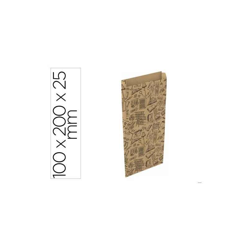 SOBRE PAPEL BASIKA KRAFT RECICLADO CON FUELLE ESTAMPADO LIBRERIA TAMAÑO XXS 100X200 MM PAQUETE DE 25