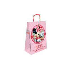 BOLSA PARA REGALO BASIKA PAPEL CELULOSA 90 GR MINNIE CON ASA RETORCIDA TAMAÑO S 240X100X320MM