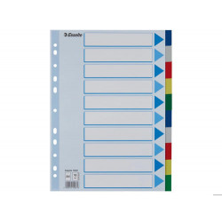SEPARADORES ESSELTE DIN A4 POLIPROPILENO 10 POSICIONES MULTITALADRO CON CARTULINA INDICE COLOR