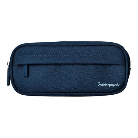 ESTUCHE PORTATODO LIDERPAPEL CLASSIC OVALADO 2 CREMALLERAS CON BOLSILLO DELANTERO 210X90MM AZUL MARI