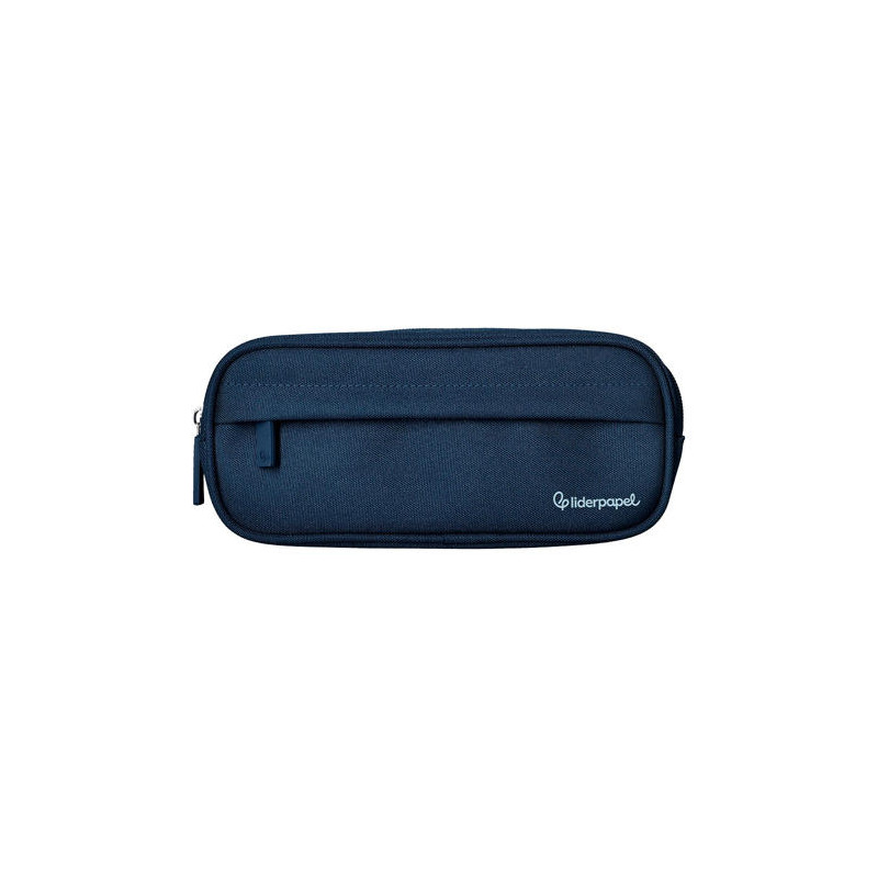 ESTUCHE PORTATODO LIDERPAPEL CLASSIC OVALADO 2 CREMALLERAS CON BOLSILLO DELANTERO 210X90MM AZUL MARI