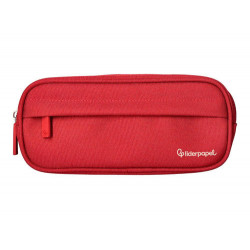 ESTUCHE PORTATODO LIDERPAPEL CLASSIC OVALADO 2 CREMALLERAS CON BOLSILLO DELANTERO 210X90MM ROJO