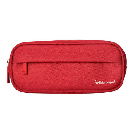 ESTUCHE PORTATODO LIDERPAPEL CLASSIC OVALADO 2 CREMALLERAS CON BOLSILLO DELANTERO 210X90MM ROJO