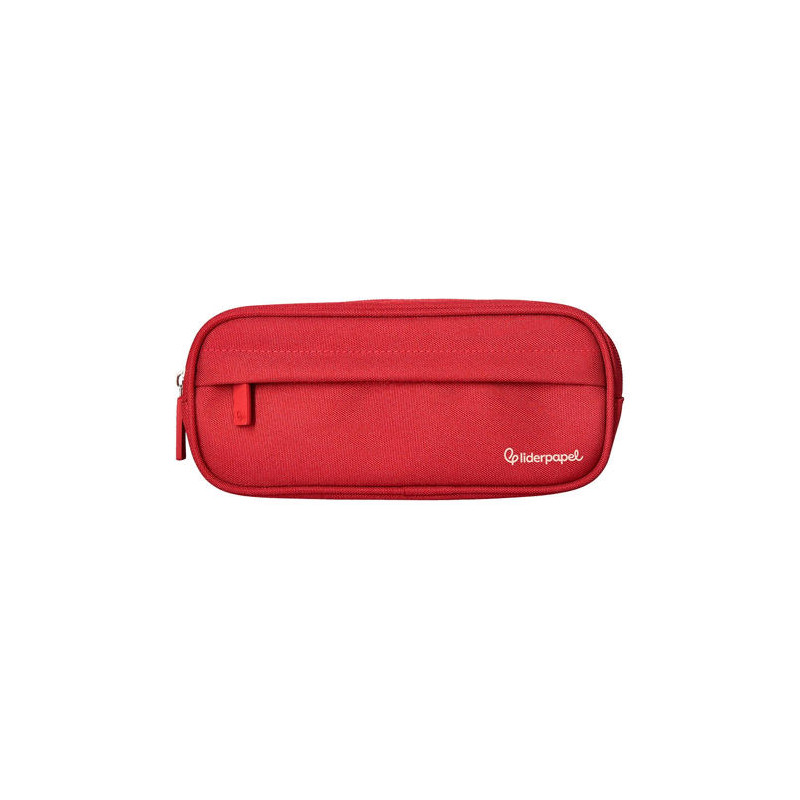 ESTUCHE PORTATODO LIDERPAPEL CLASSIC OVALADO 2 CREMALLERAS CON BOLSILLO DELANTERO 210X90MM ROJO