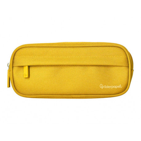 ESTUCHE PORTATODO LIDERPAPEL CLASSIC OVALADO 2 CREMALLERAS CON BOLSILLO DELANTERO 210X90MM AMARILLO