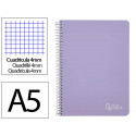 CUADERNO ESPIRAL LIDERPAPEL DIN A5 WITTY TAPA DURA 80H 90GR CUADRO 4MM CON MARGEN COLOR VIOLETA