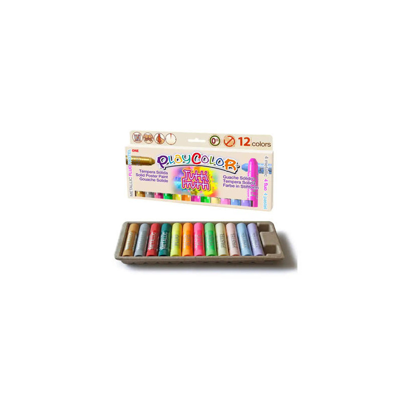 TEMPERA SOLIDA PLAYCOLOR TUTTI FRUTTI ONE CAJA DE 12 UNIDADES COLORES SURTIDOS