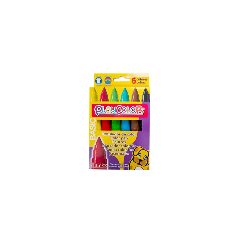 ROTULADOR PLAYCOLOR MAXI JUMBO BASIC CAJA DE 6 UNIDADES COLORES SURTIDOS