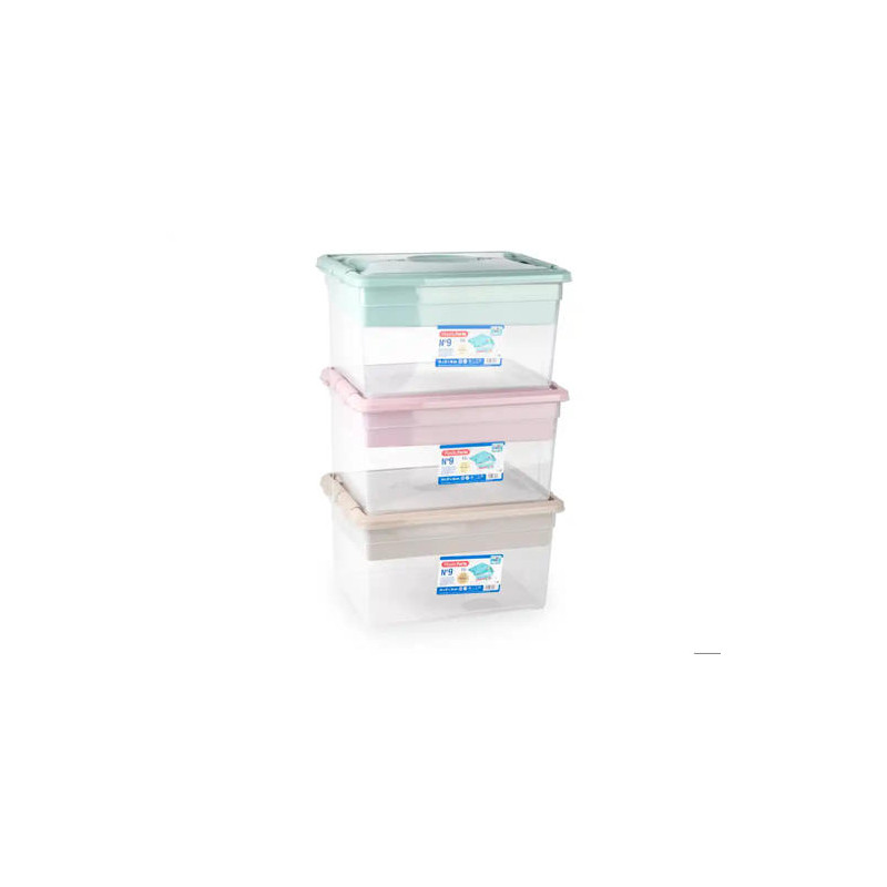 CAJA ORGANIZADORA PLASTICO PLASTICFORTE N 9 CON BANDEJA COLORES SURTIDOS 27X34X18 CM