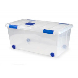 CONTENEDOR PLASTICO PLASTICFORTE N 7 TRANSPARENTE CON TAPA 61L 73X41X32 CM