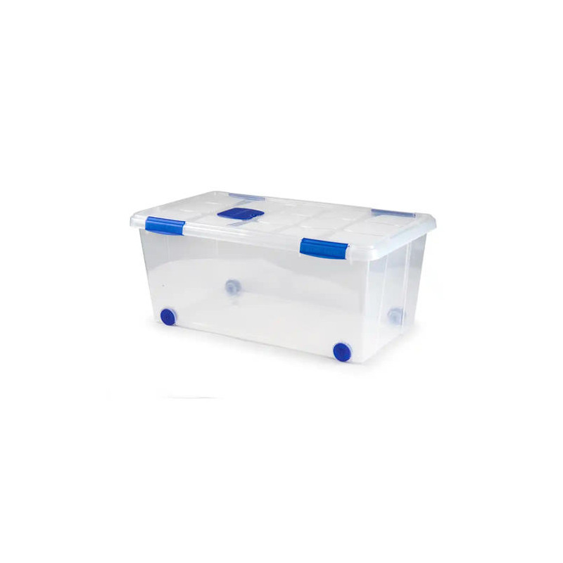 CONTENEDOR PLASTICO PLASTICFORTE N 7 TRANSPARENTE CON TAPA 61L 73X41X32 CM