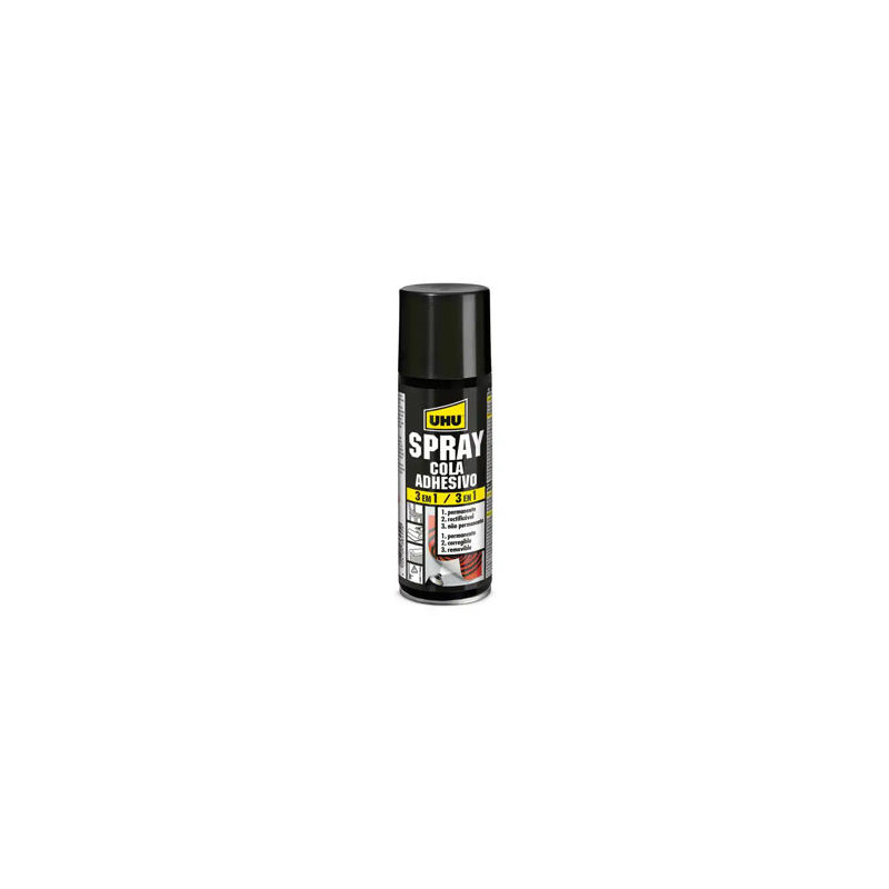 PEGAMENTO UHU SPRAY ADHESIVO 3 EN 1 PERMANENTE BOTE DE 200 ML